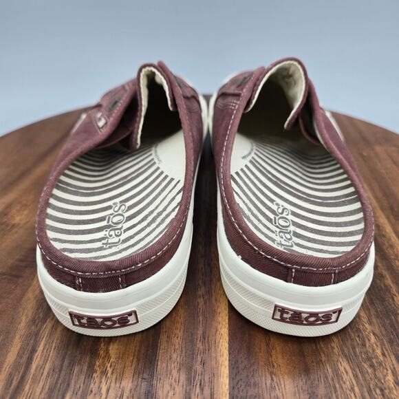 Taos Ez Soul Shoes Women's 7.5 Burgundy Canvas Casual Comfort Slip On Mules - Picture 4 of 7